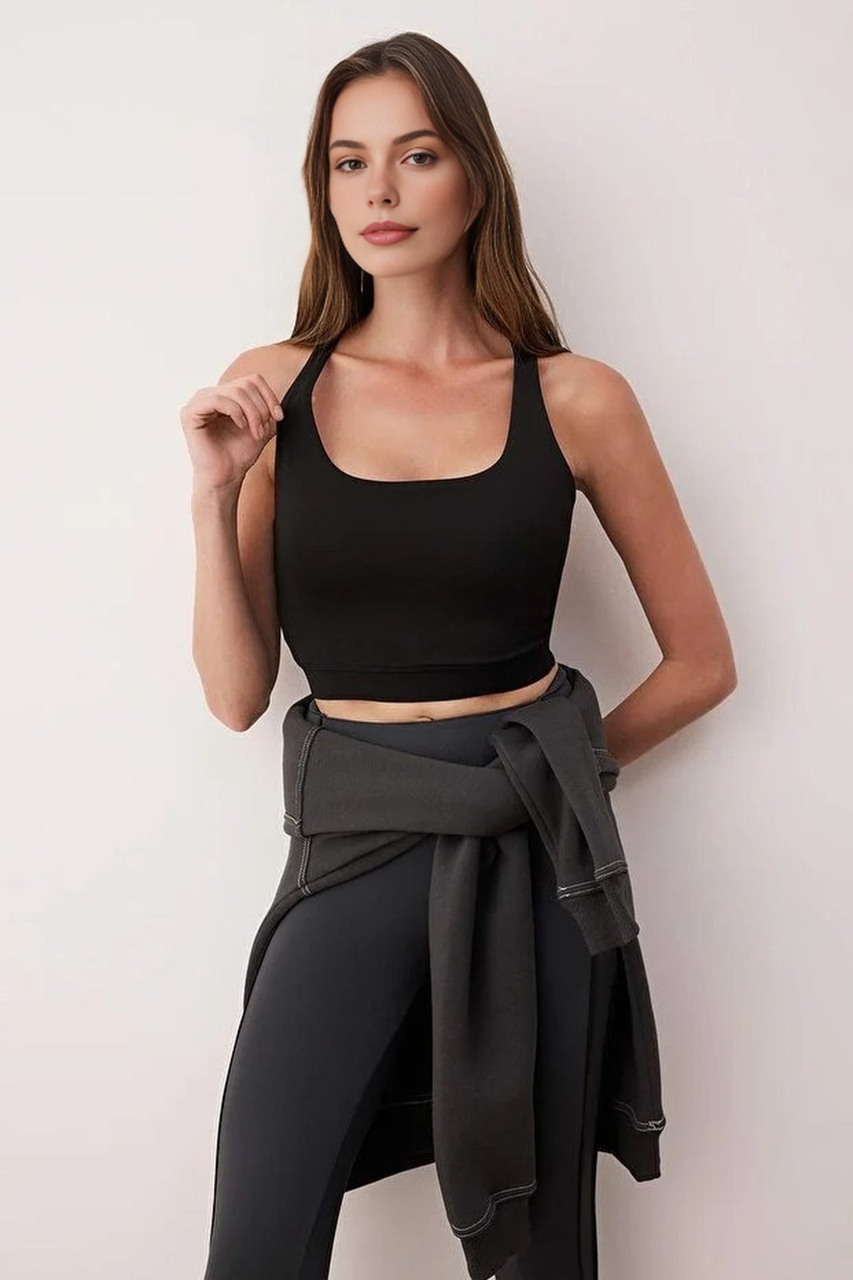 Scuba Fabric Supported Knitted Sports Bra
