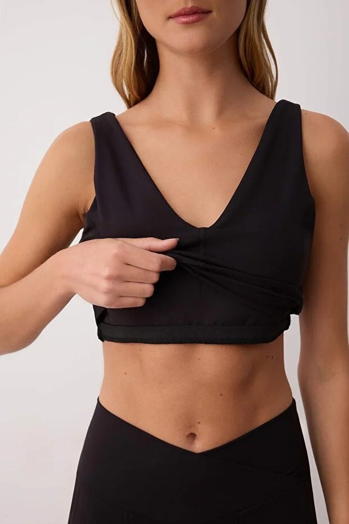 Double Layer Knit Sports Bra with Padded & Straps