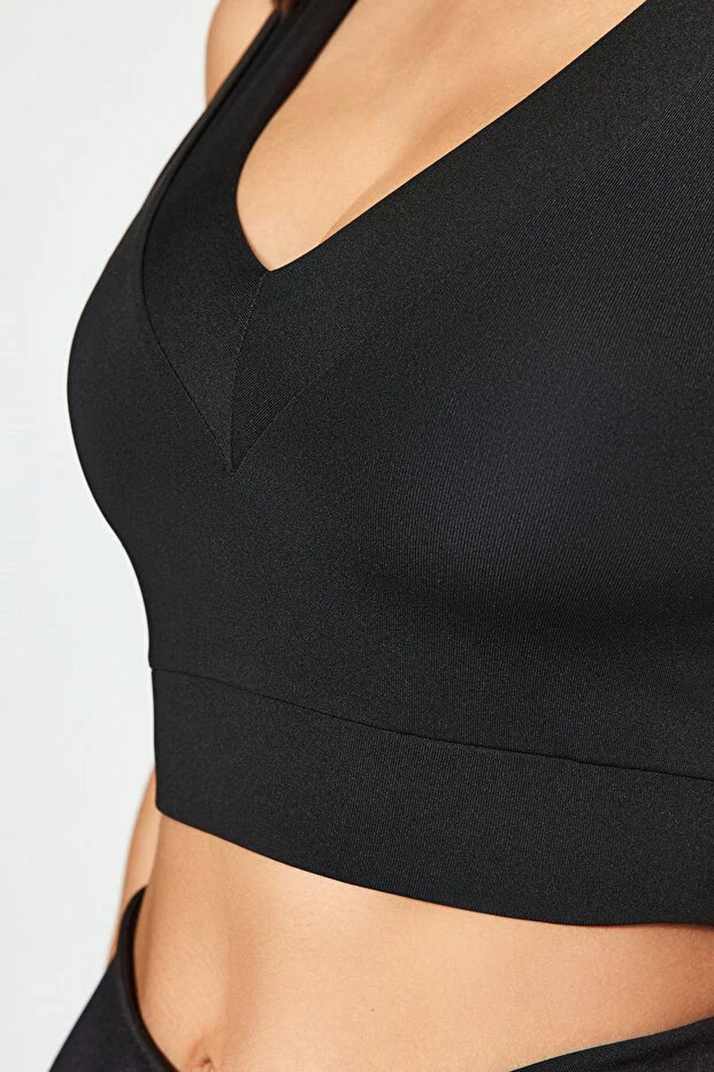 Padded V-Neck Thick Strap Knitted Sports Bra