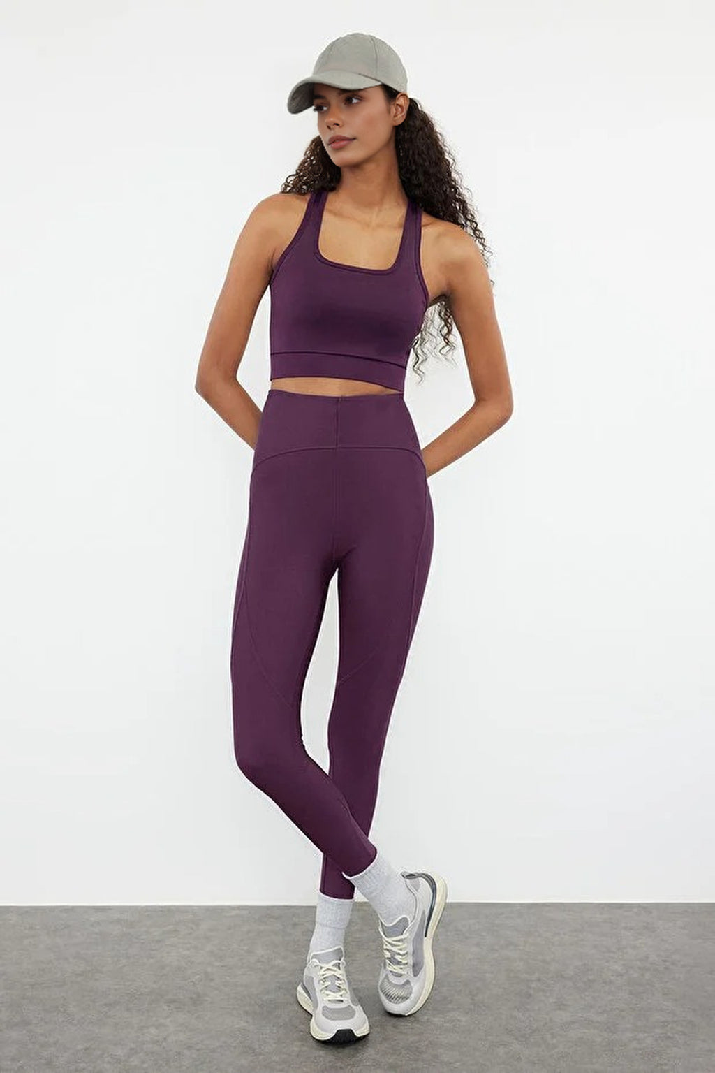 Padded, Thick-Strapped Knitted Sports Bra with Back Detail