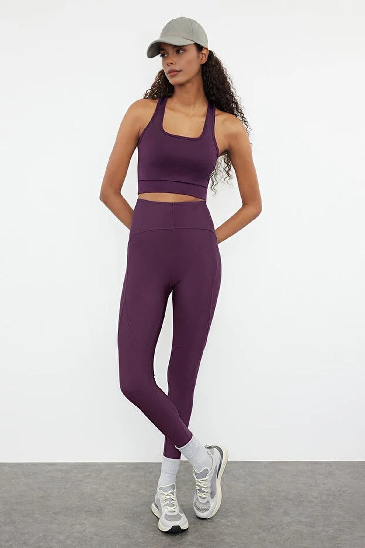 Padded, Thick-Strapped Knitted Sports Bra with Back Detail