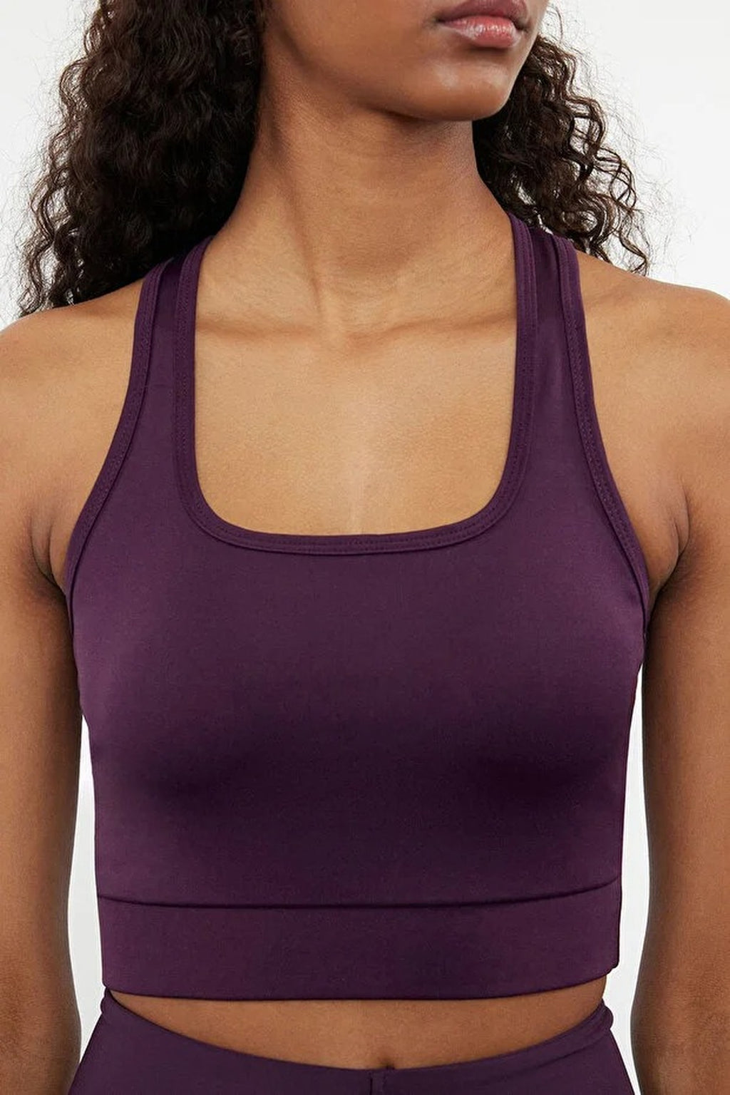 Padded, Thick-Strapped Knitted Sports Bra with Back Detail