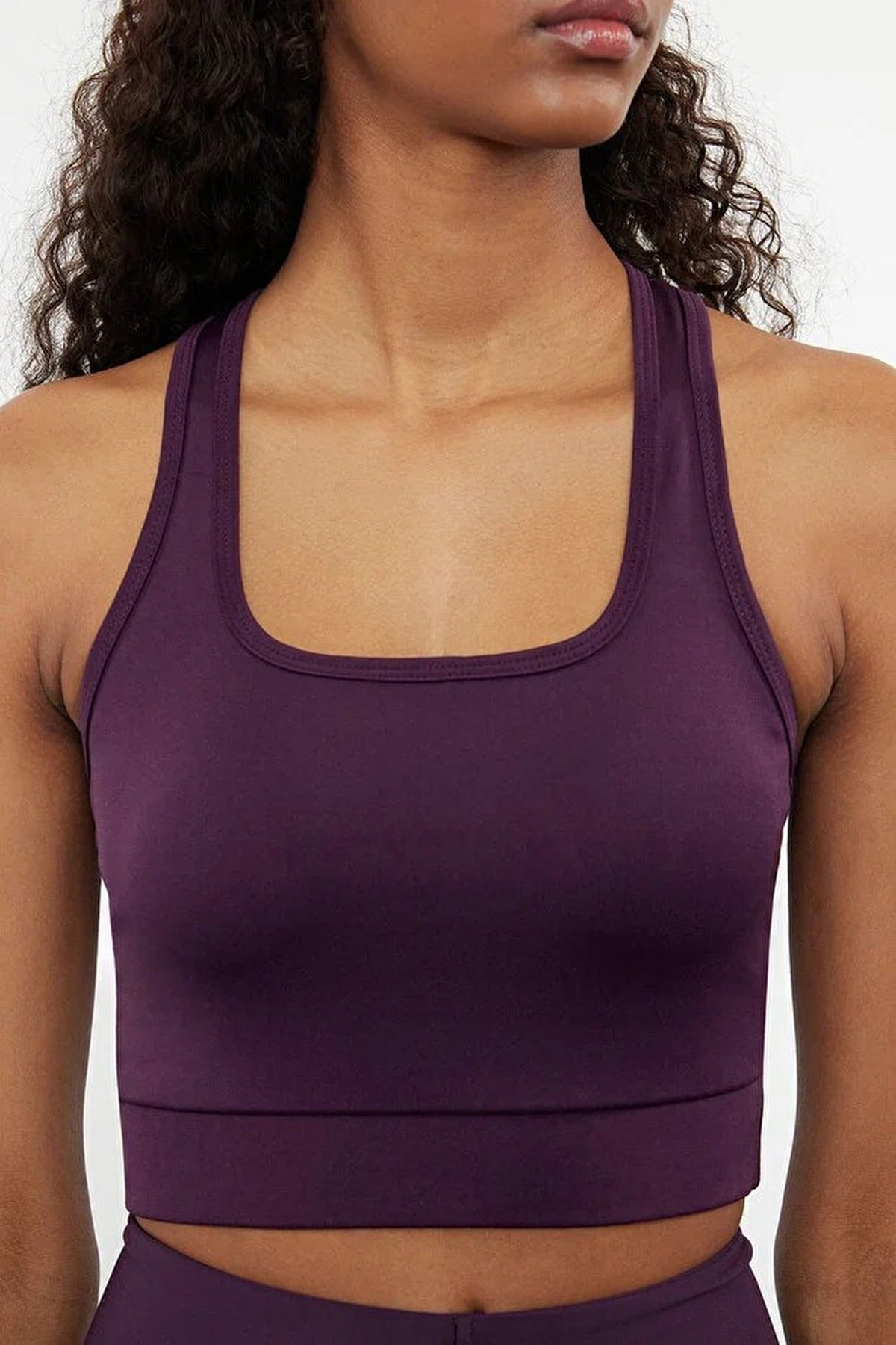 Padded, Thick-Strapped Knitted Sports Bra with Back Detail