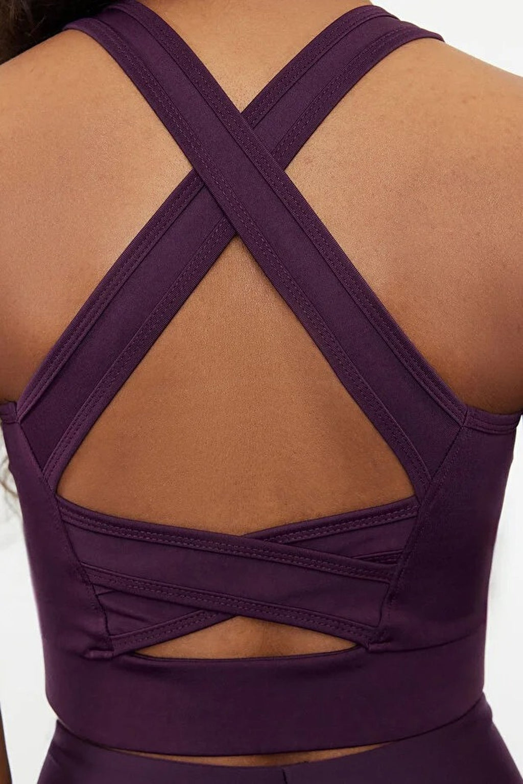 Padded, Thick-Strapped Knitted Sports Bra with Back Detail