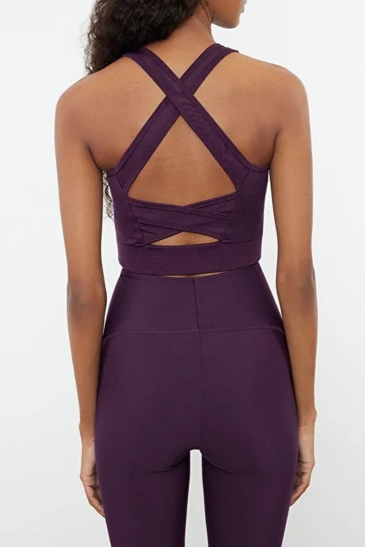 Padded, Thick-Strapped Knitted Sports Bra with Back Detail