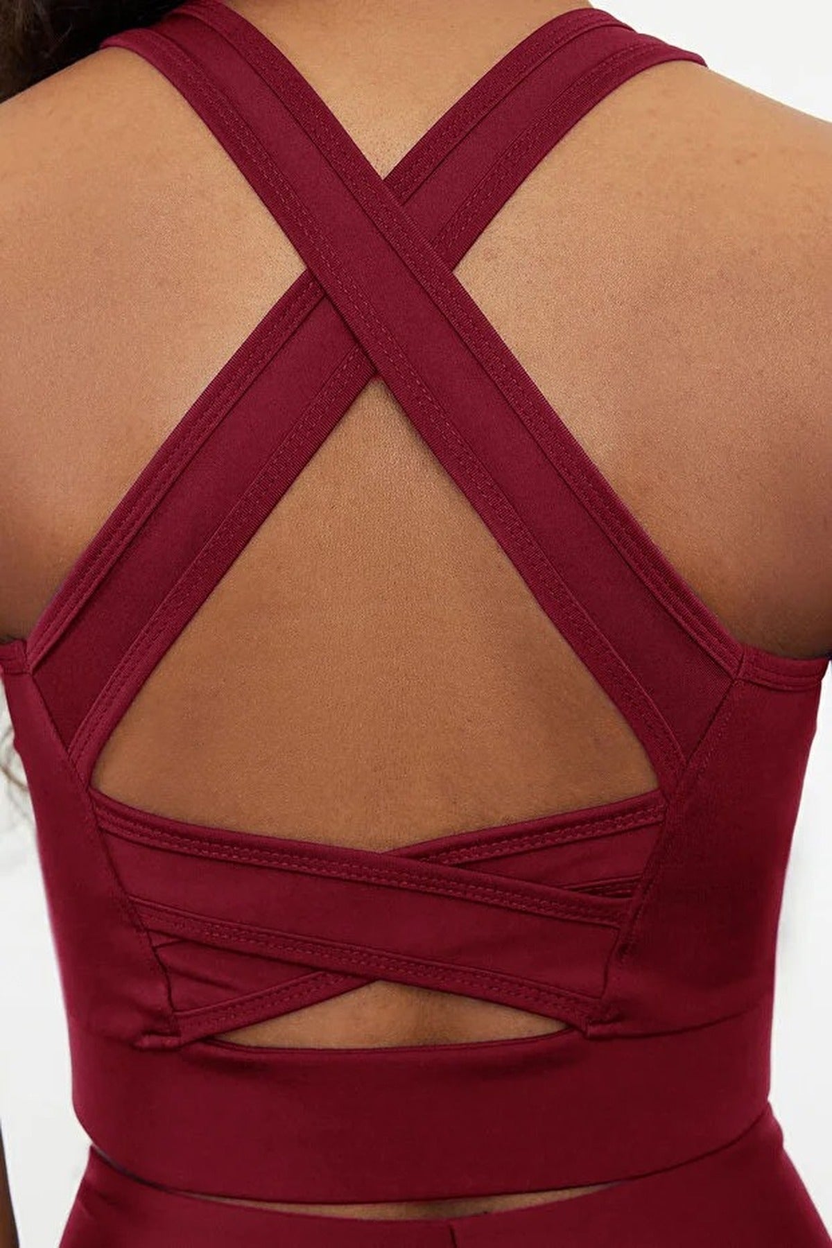 Padded, Thick-Strapped Knitted Sports Bra with Back Detail