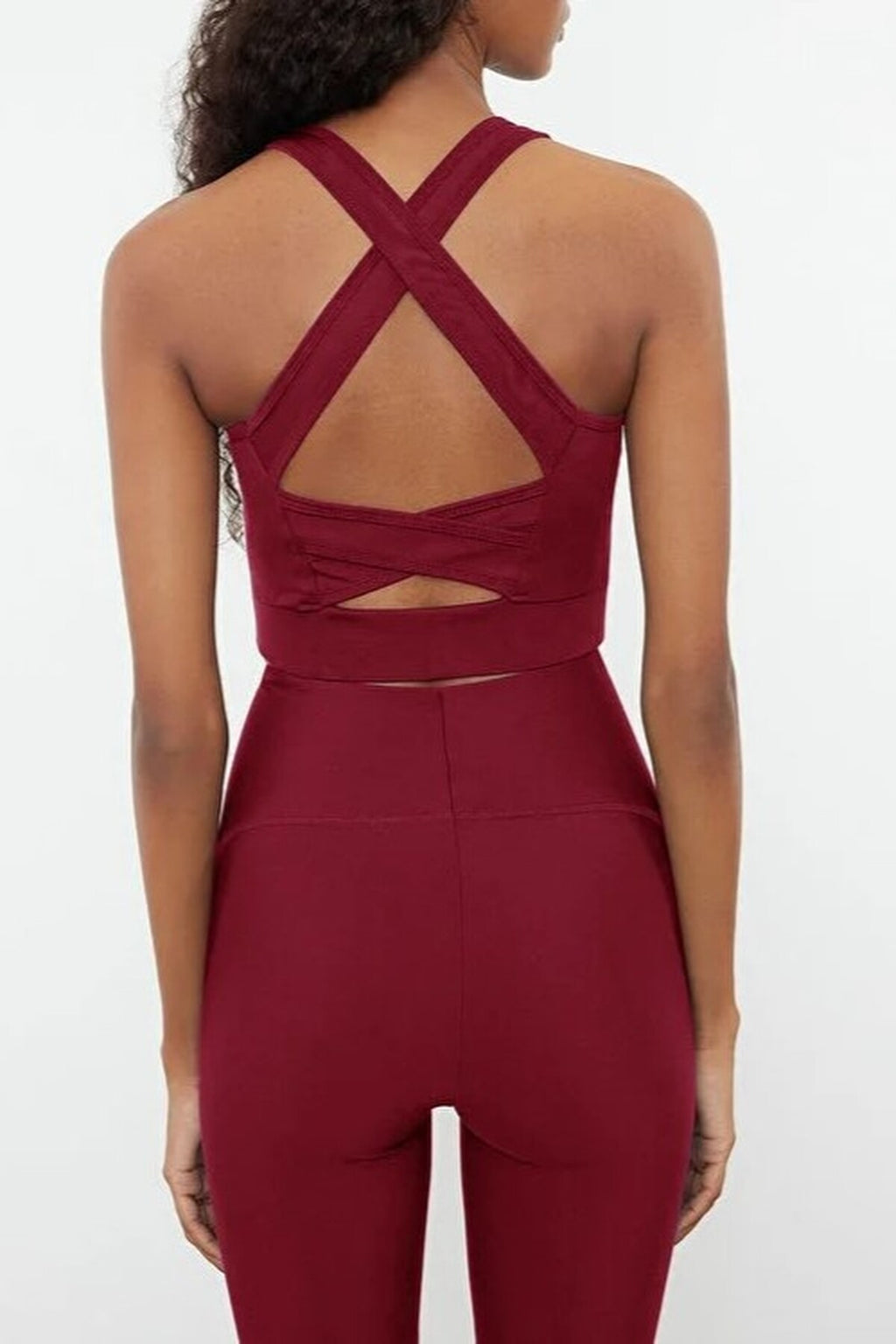 Padded, Thick-Strapped Knitted Sports Bra with Back Detail