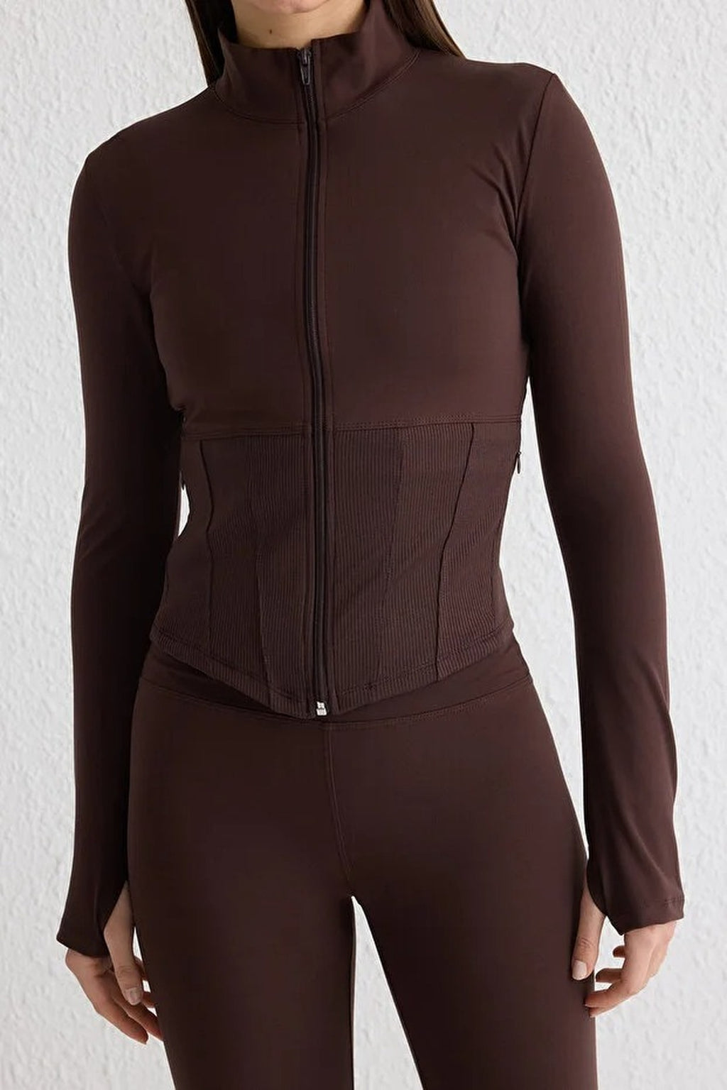 Thumbhole Knitted Sports Jacket