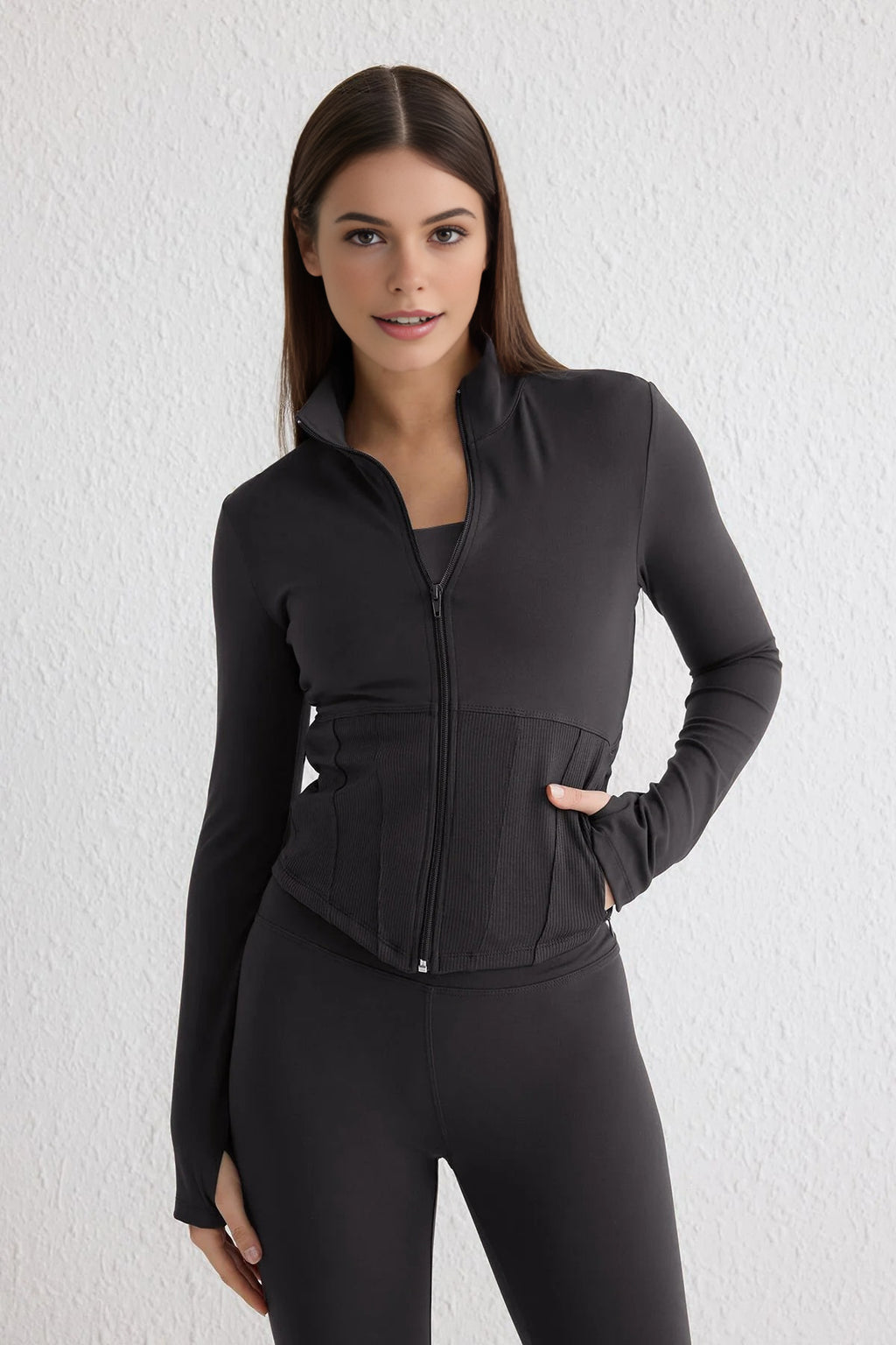 Thumbhole Knitted Sports Jacket