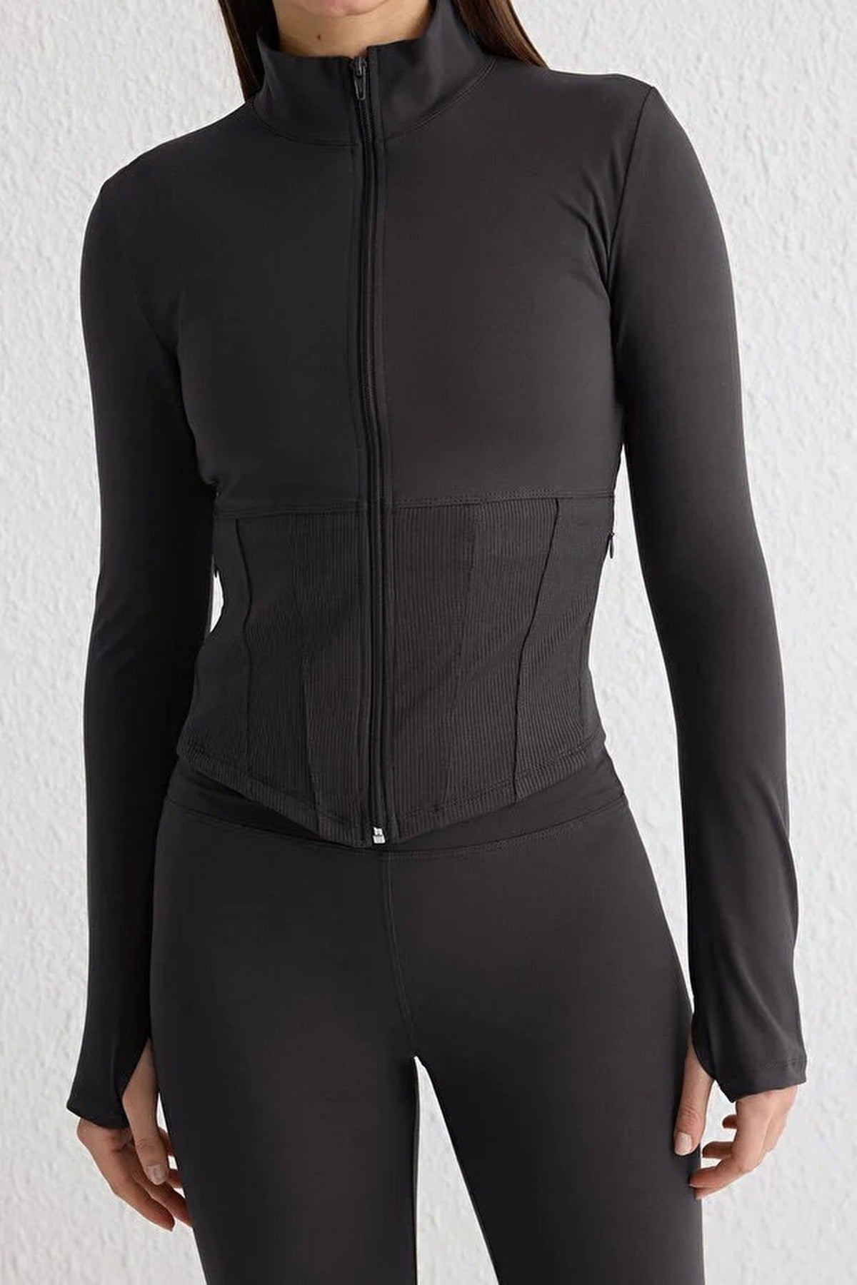 Thumbhole Knitted Sports Jacket