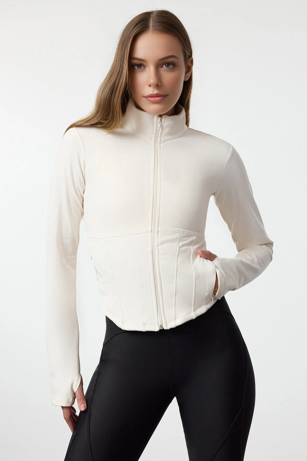 Thumbhole Knitted Sports Jacket