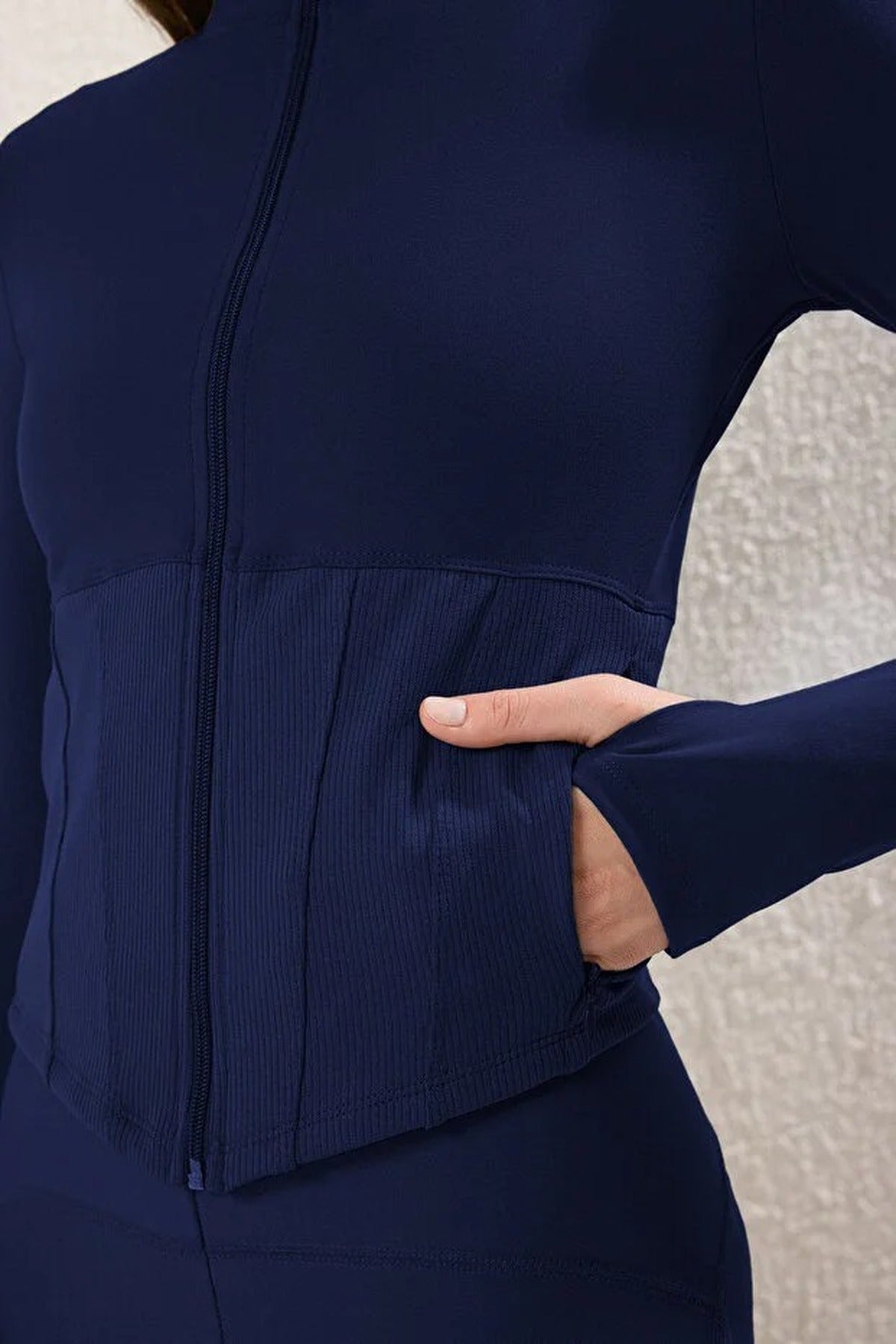 Thumbhole Knitted Sports Jacket