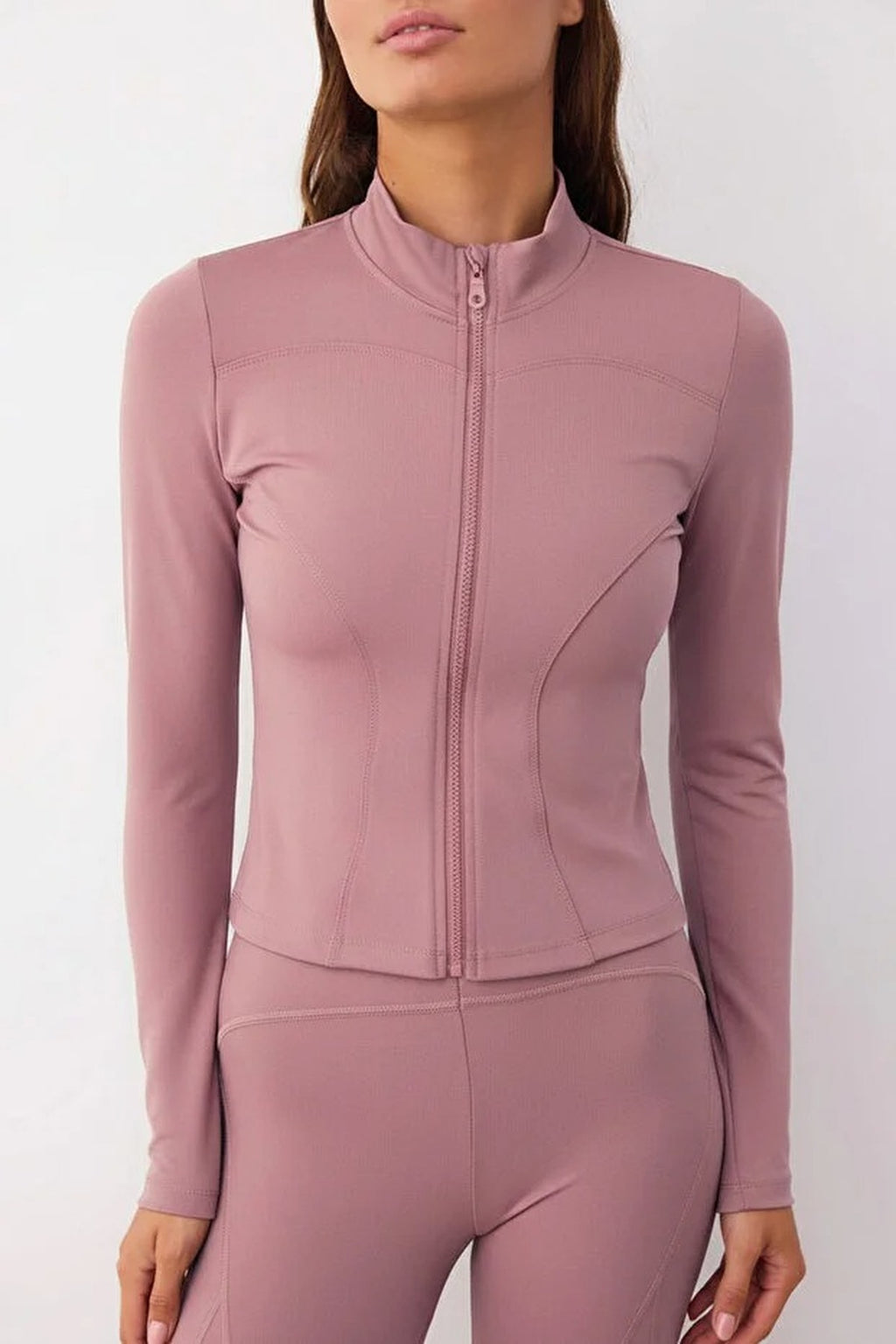 Zip-up Stand Collar Knitted Sports Jacket
