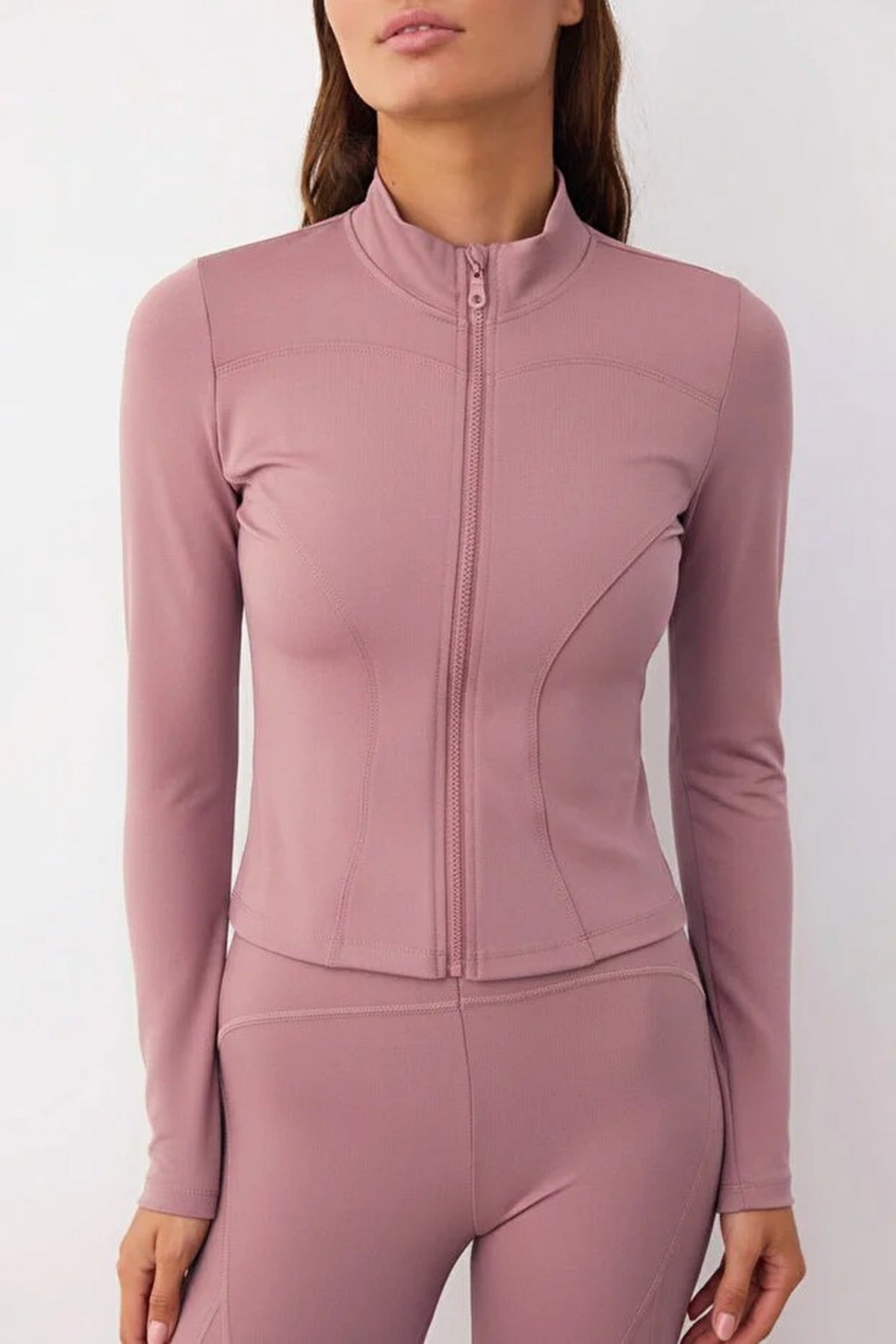 Zip-up Stand Collar Knitted Sports Jacket