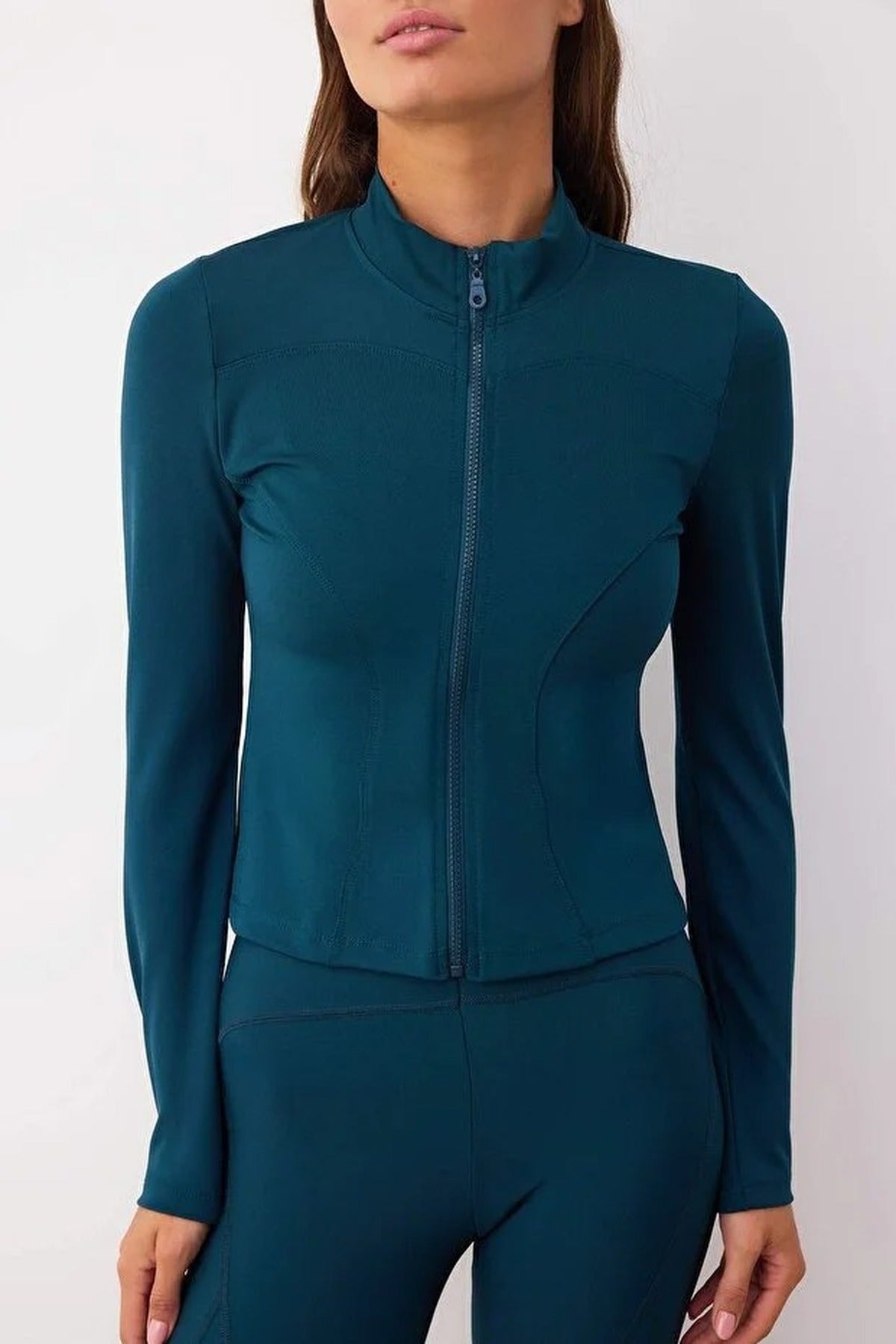 Zip-up Stand Collar Knitted Sports Jacket
