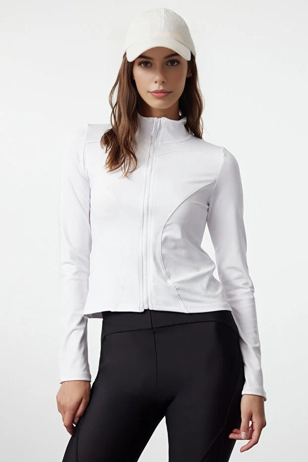 Zip-up Stand Collar Knitted Sports Jacket