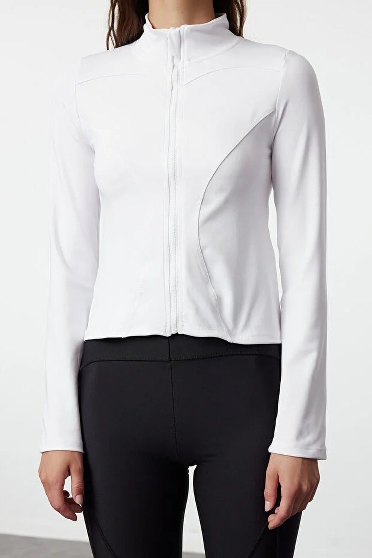 Zip-up Stand Collar Knitted Sports Jacket