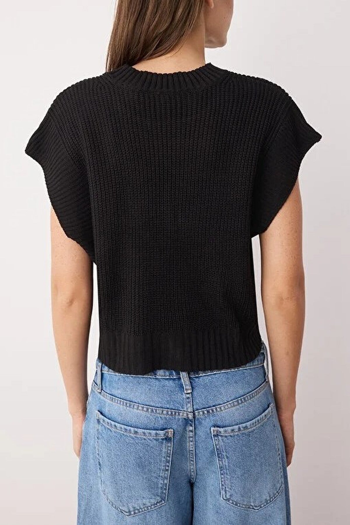 Crop Crew Neck Knit Sweater