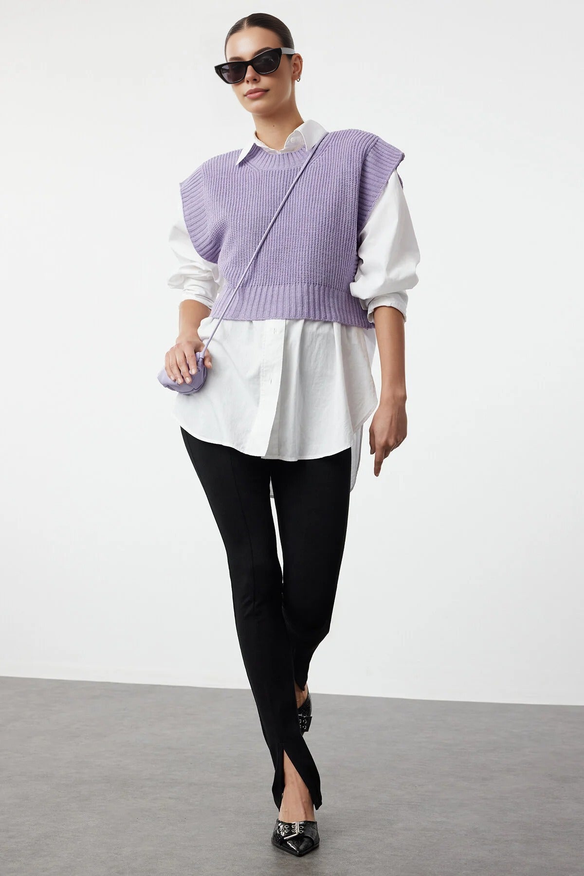 Crop Crew Neck Knit Sweater