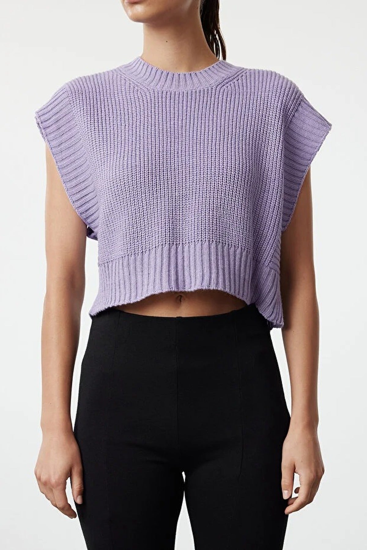 Crop Crew Neck Knit Sweater