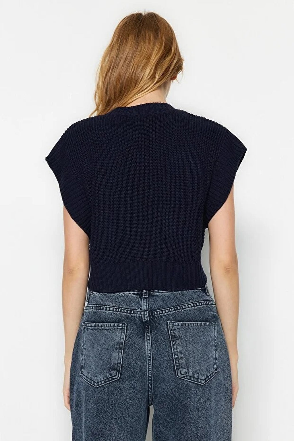 Crop Crew Neck Knit Sweater