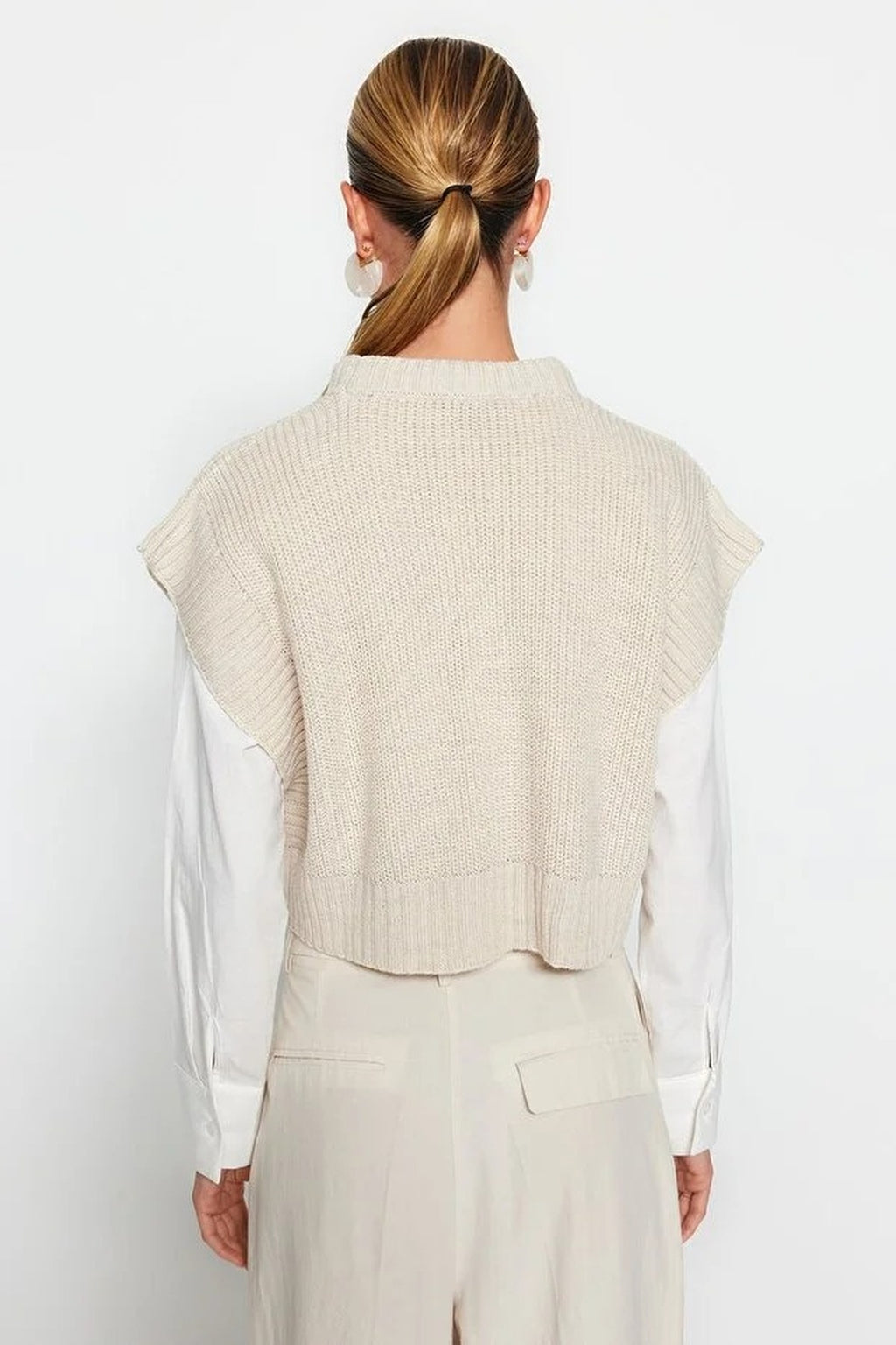 Crop Crew Neck Knit Sweater