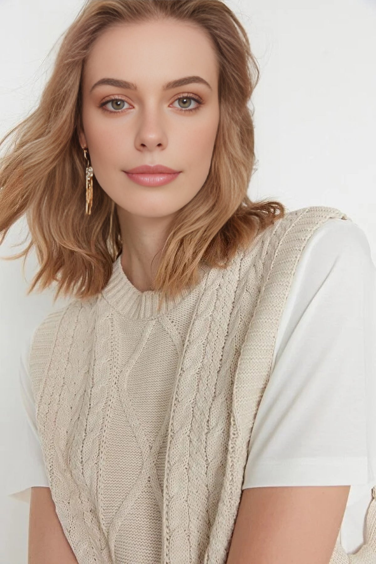 Crop Knit Sweater with Side Ribbon Tie Detail