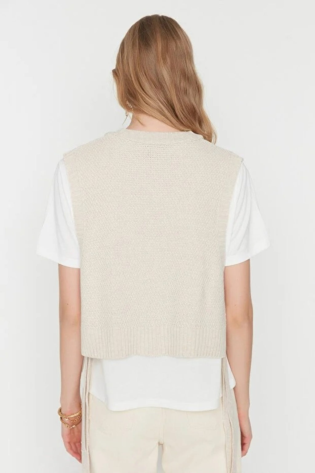 Crop Knit Sweater with Side Ribbon Tie Detail