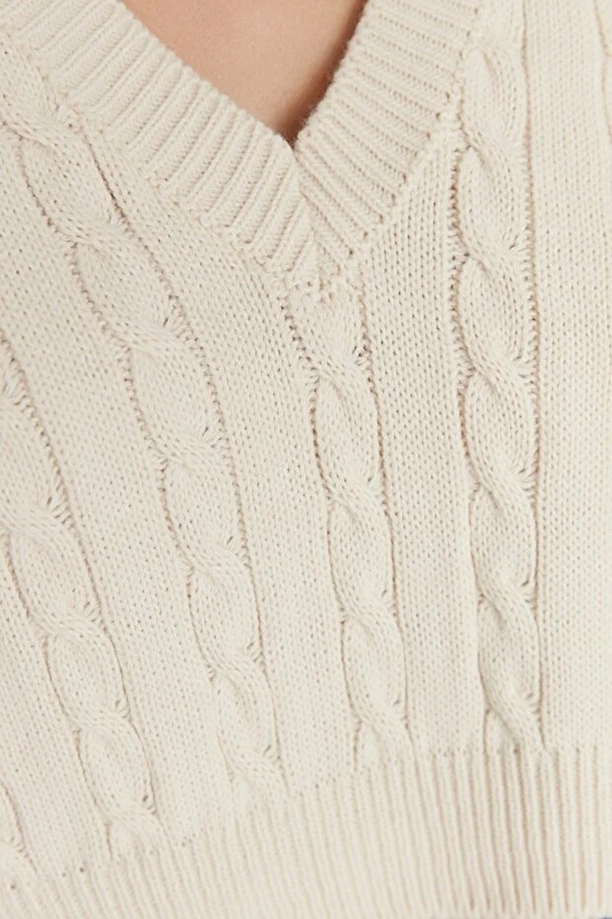 Crop V-Neck Knit Sweater