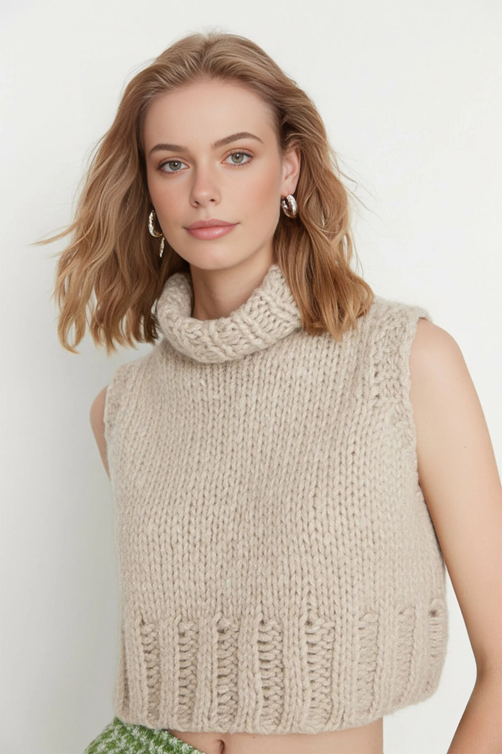 Crop Turtleneck Knit Sweater