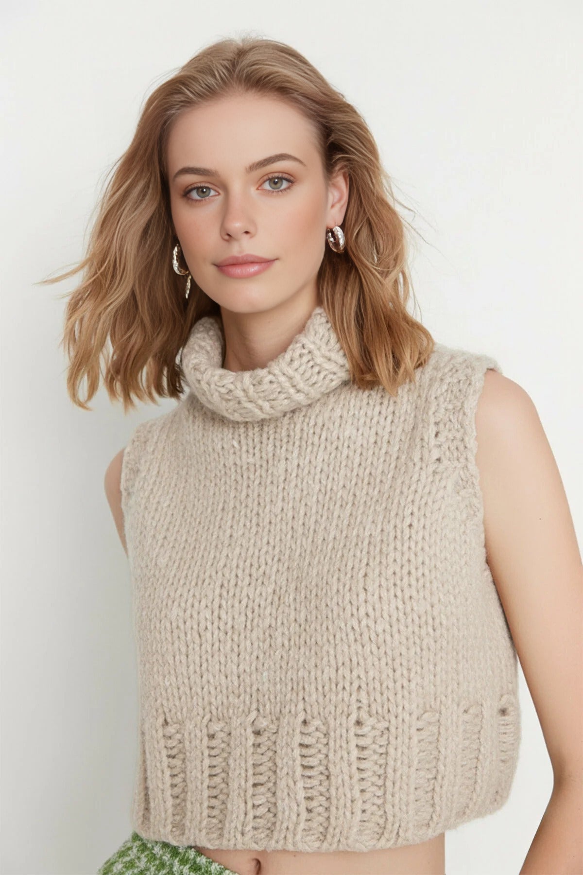 Crop Turtleneck Knit Sweater