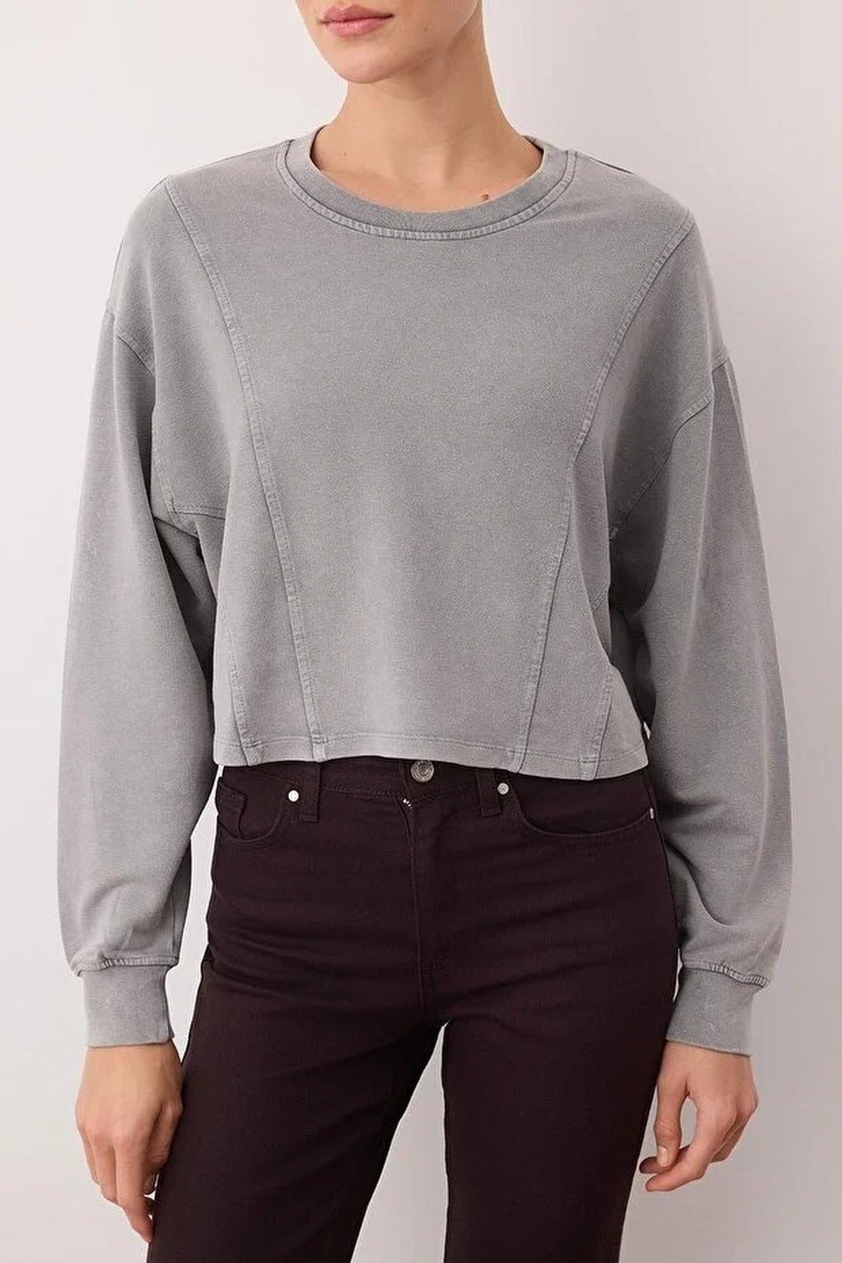Relaxed Knitted Sweatshirt with Stitching Details
