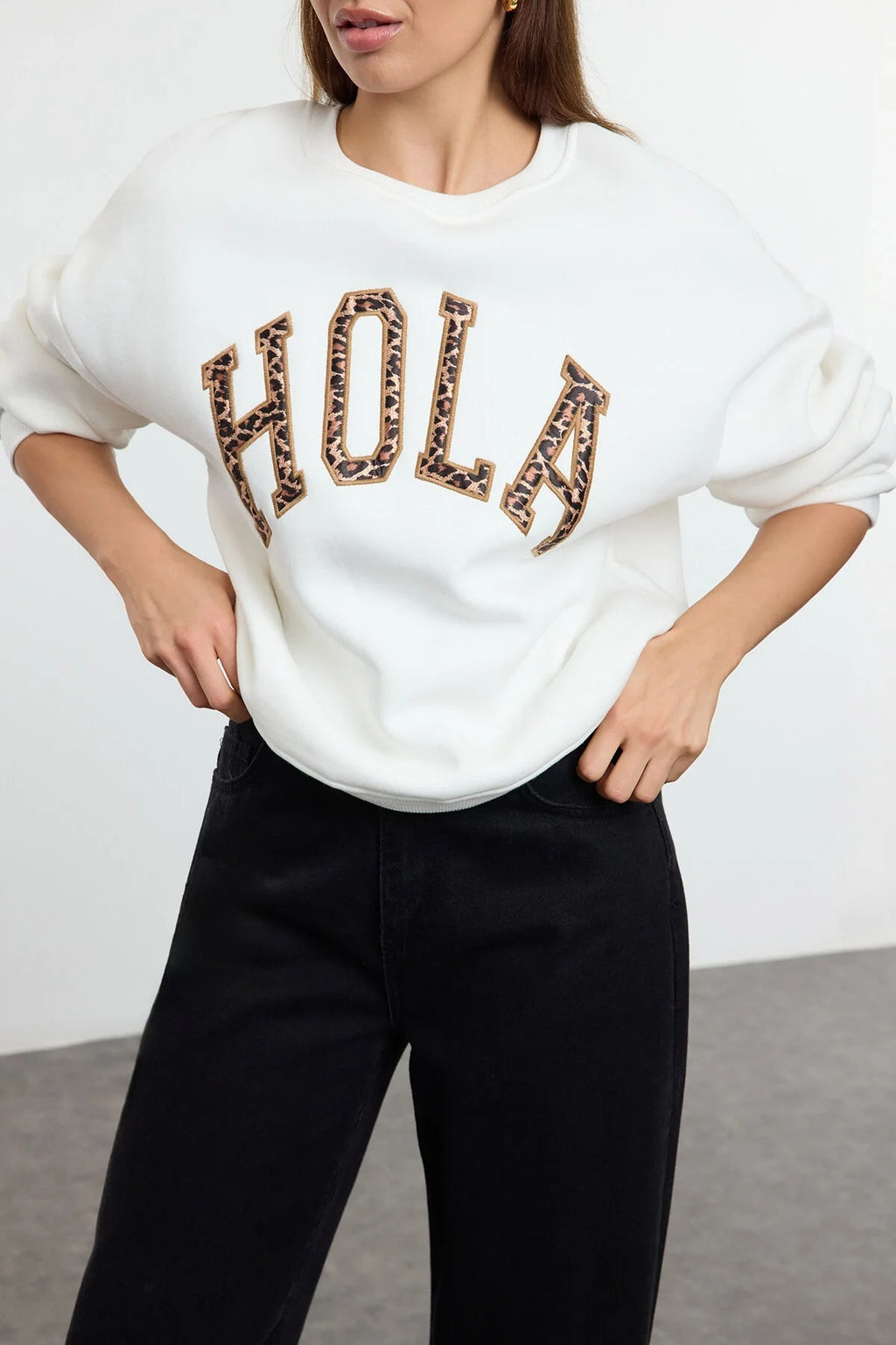 Animal Leopard Slogan Print Sweatshirt