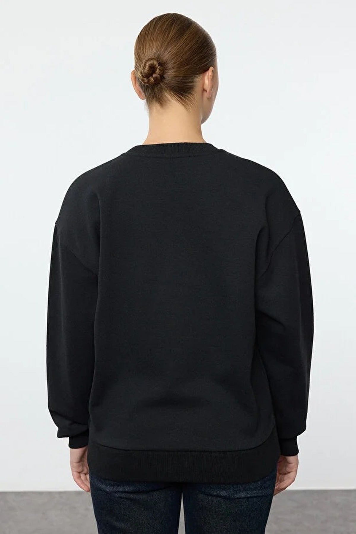 Animal Embroidered Thick Fleece Knit Sweatshirt