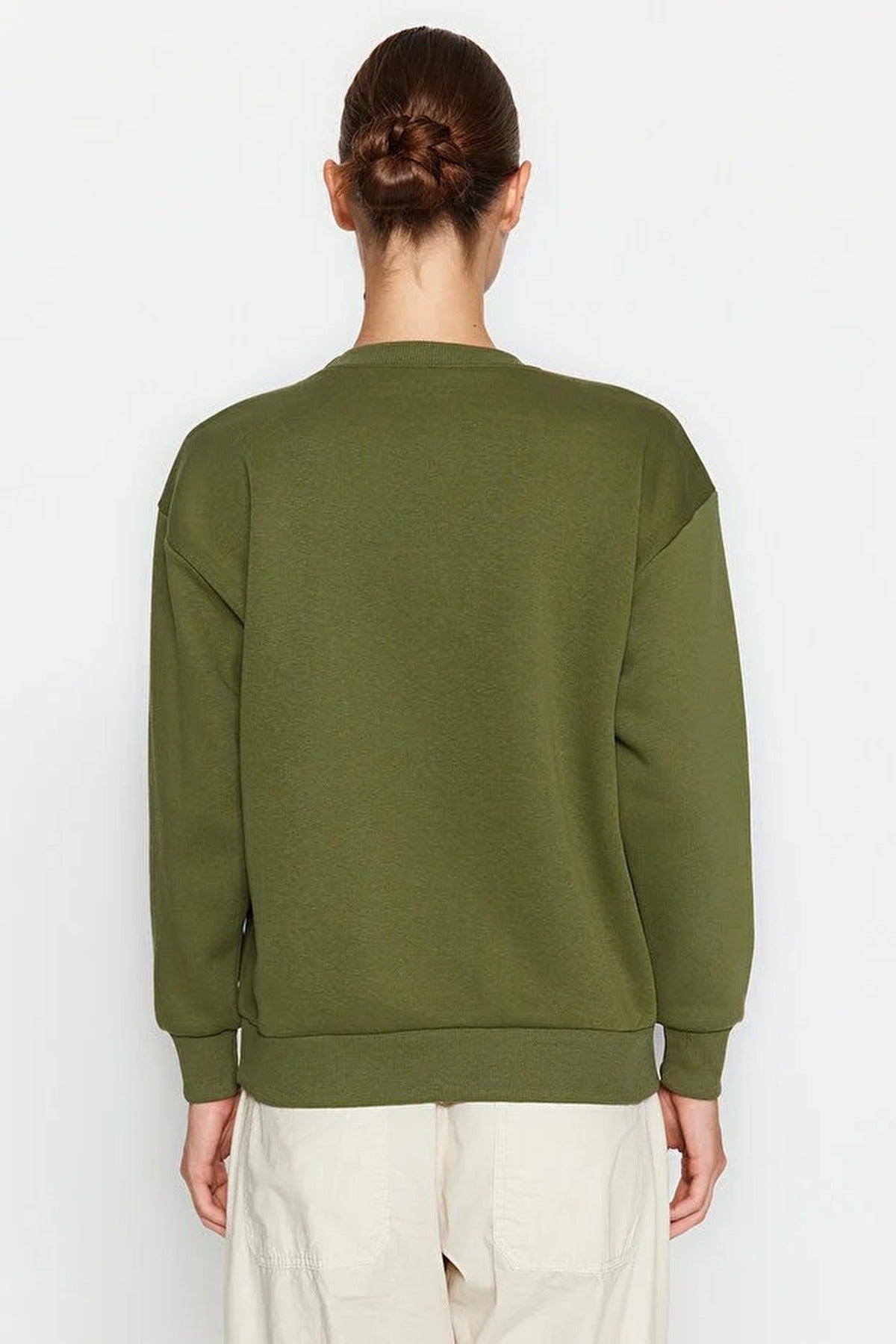 Animal Embroidered Thick Fleece Knit Sweatshirt