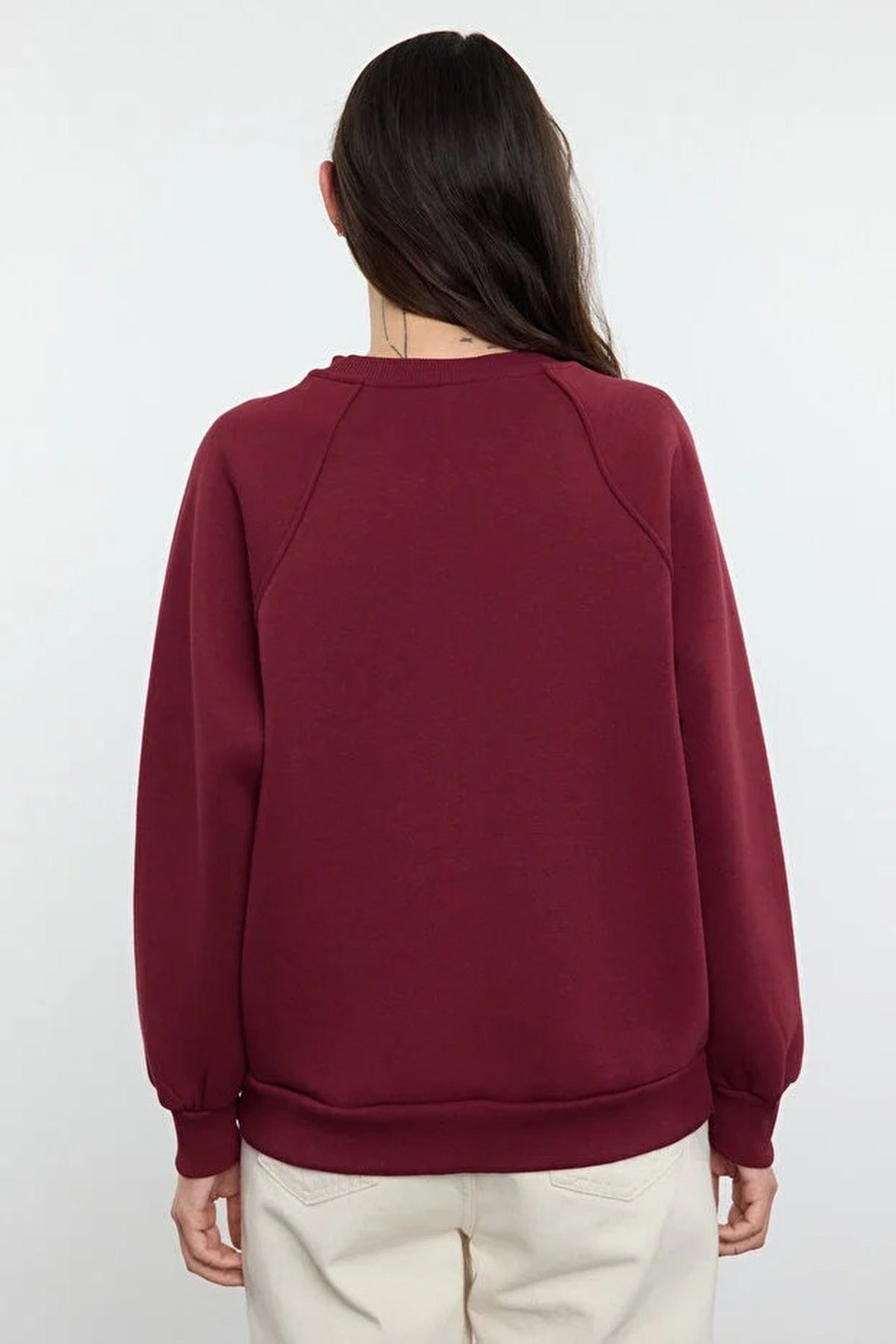 Basic Raglan Sleeve Crew Neck Knit Sweatshirt