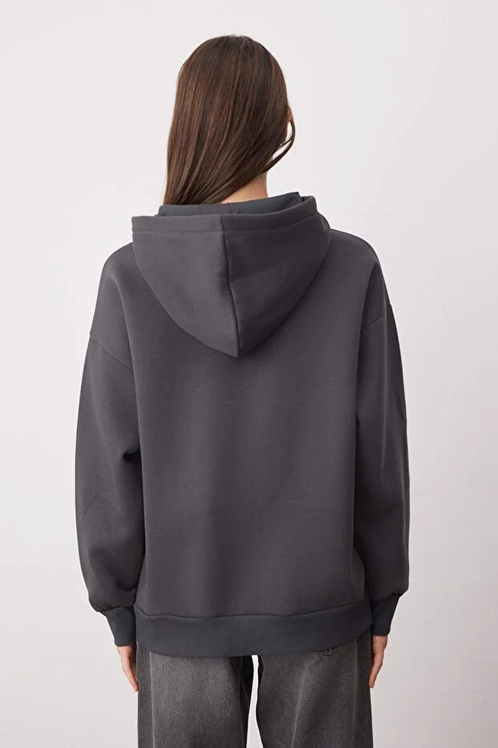 Oversize Embroidered Fleece Knit Sweatshirt