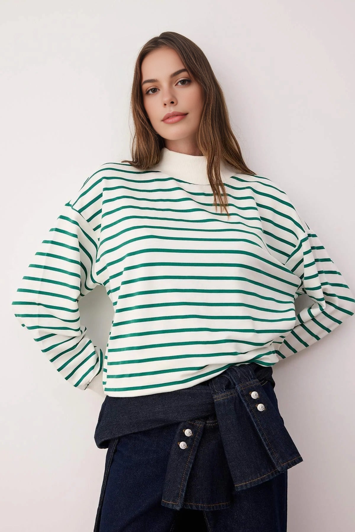 Striped Knit Sweatshirt