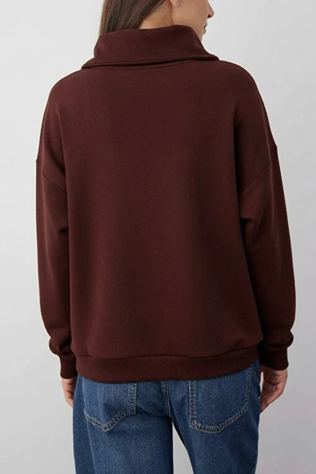 Polo Neck Knit Sweatshirt