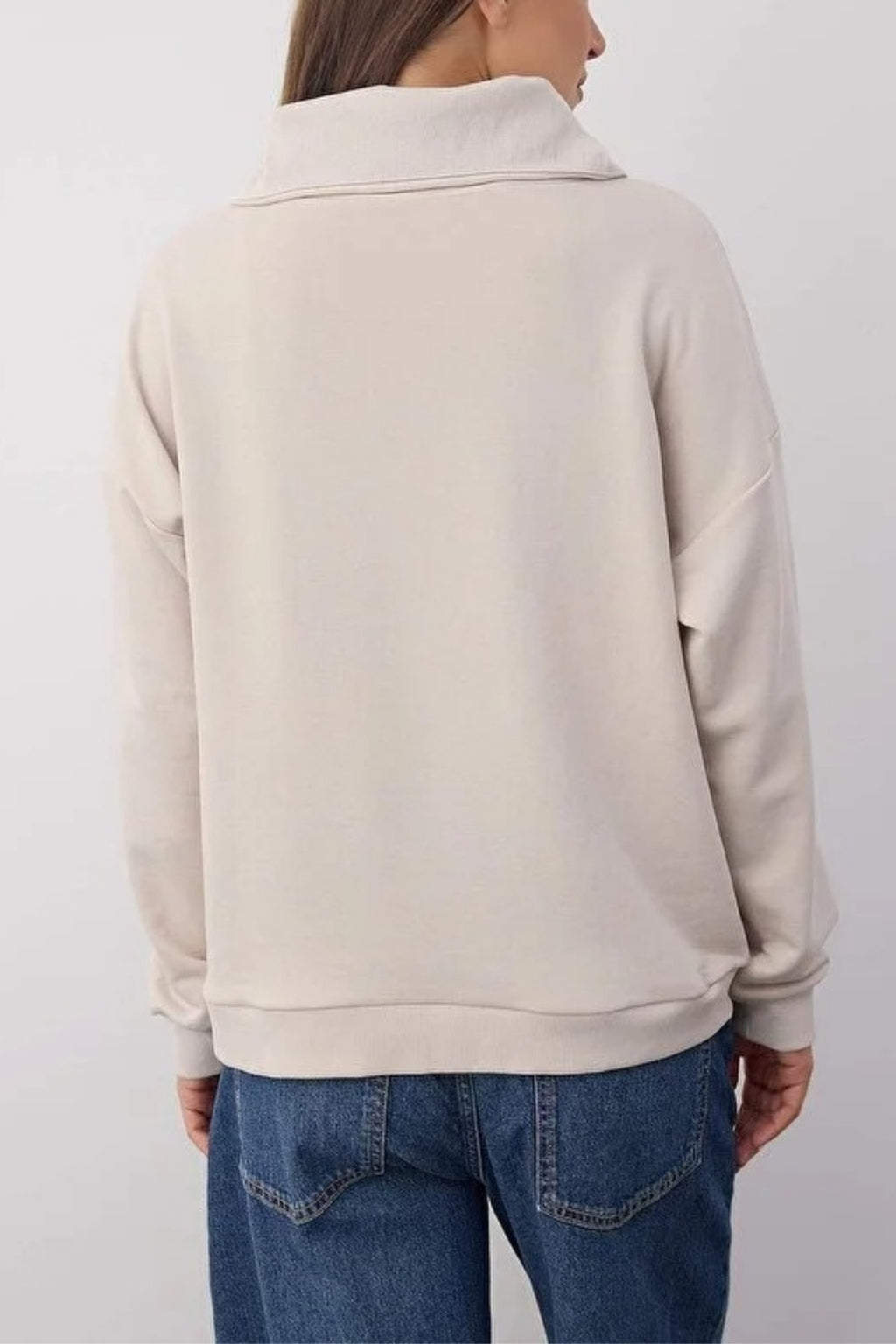 Polo Neck Knit Sweatshirt