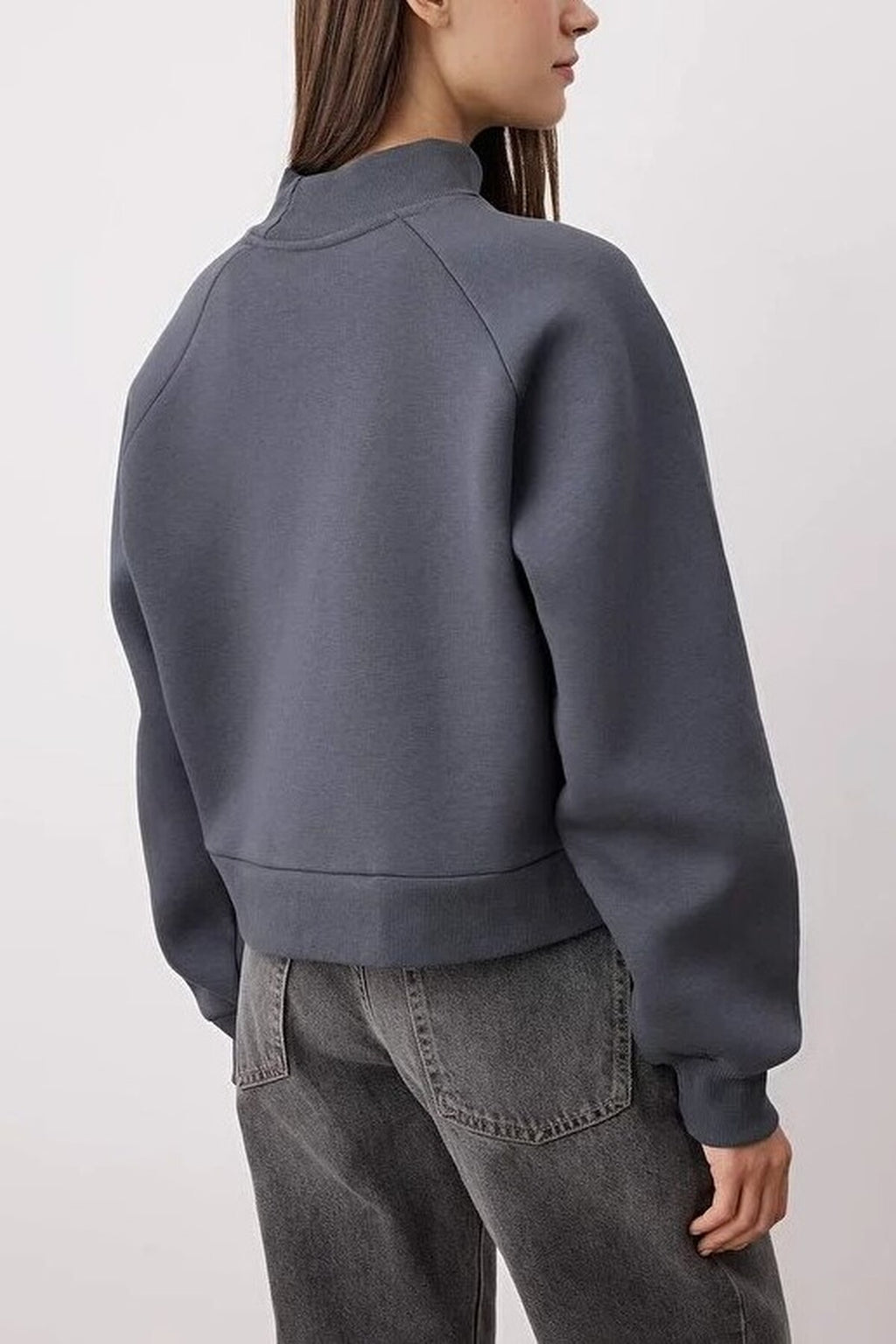 Thick Fleece Knit Sweatshirt with Raglan Sleeves