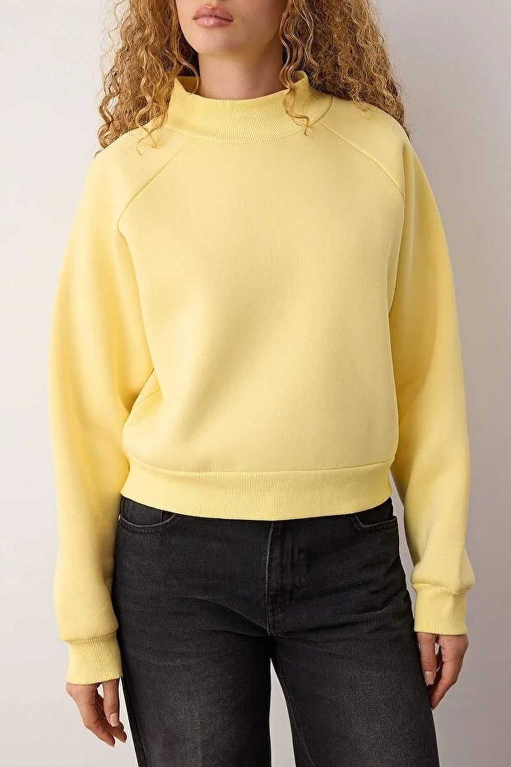 Thick Fleece Knit Sweatshirt with Raglan Sleeves