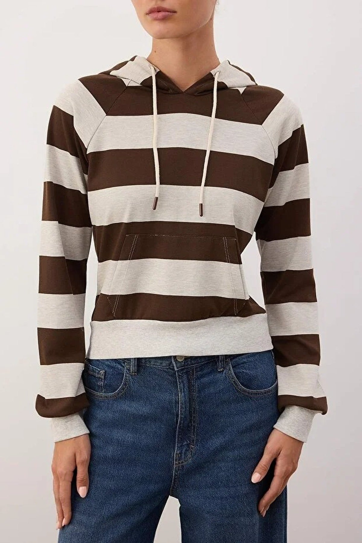 Striped Knitted Sweatshirt with Hood