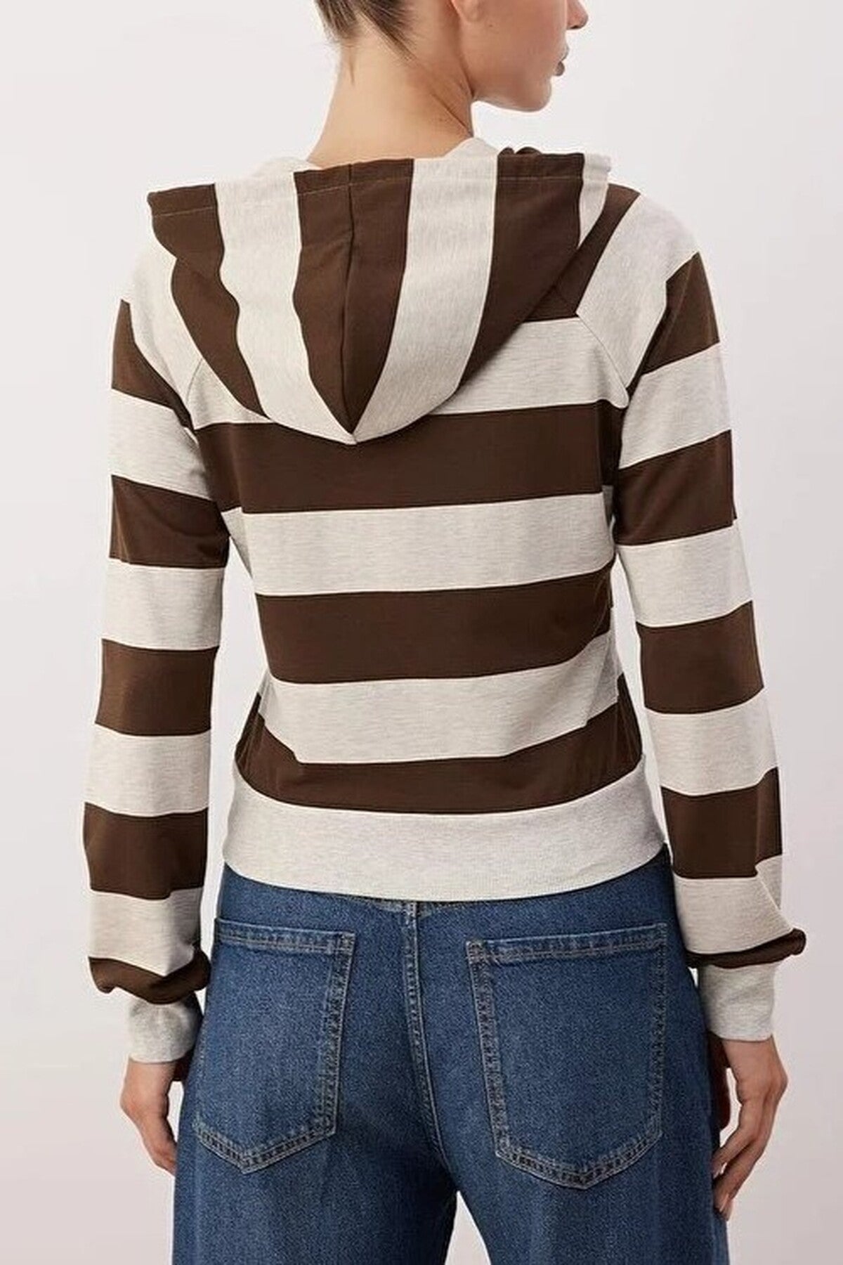 Striped Knitted Sweatshirt with Hood