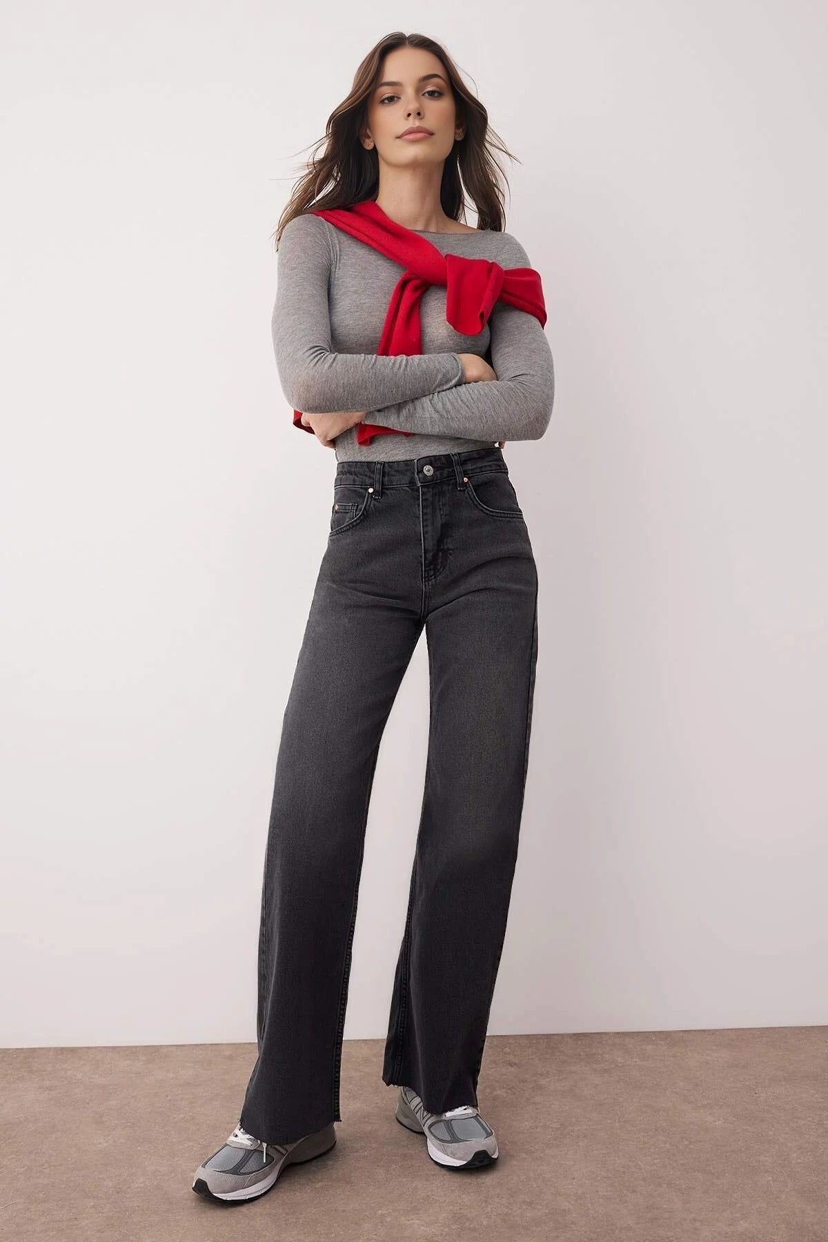 High Waist Comfort Cut Wide Leg Palazzo Jeans