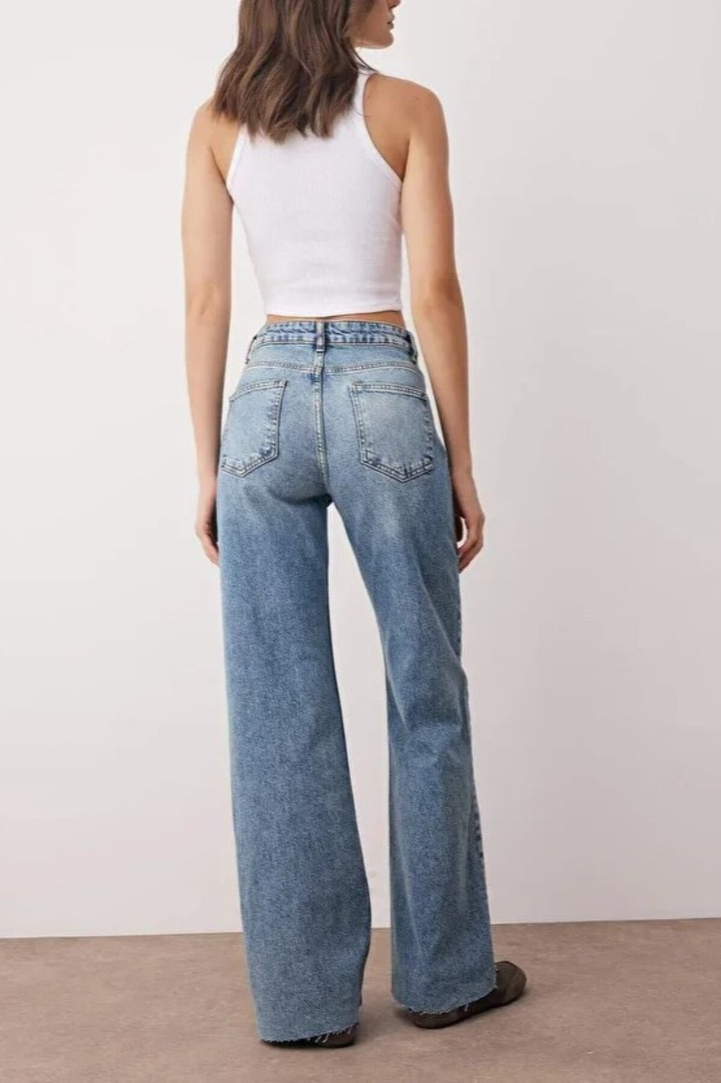 High Waist Comfort Cut Wide Leg Palazzo Jeans