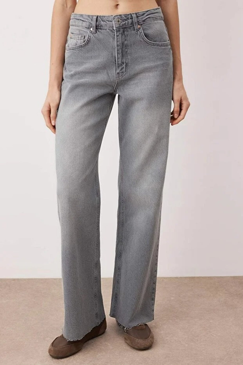 High Waist Comfort Cut Wide Leg Palazzo Jeans