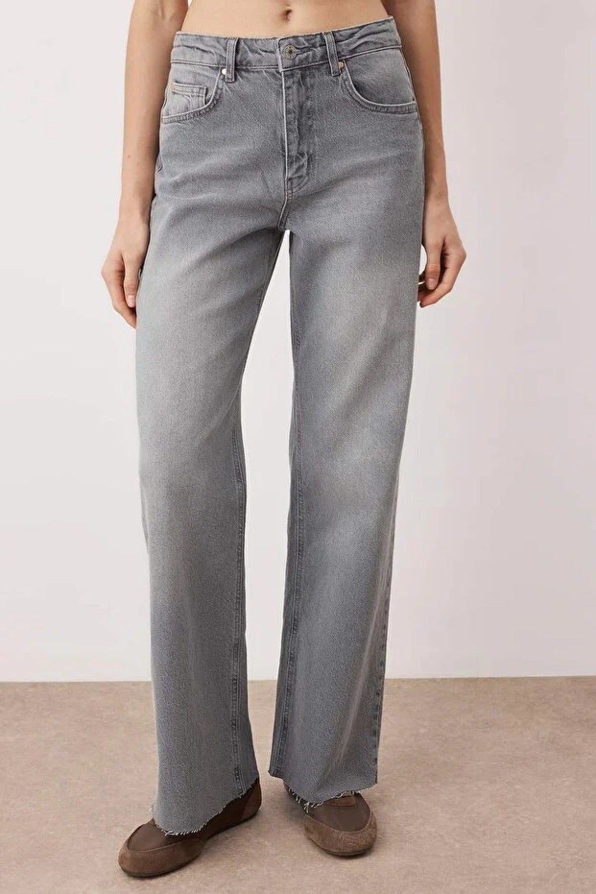 High Waist Comfort Cut Wide Leg Palazzo Jeans