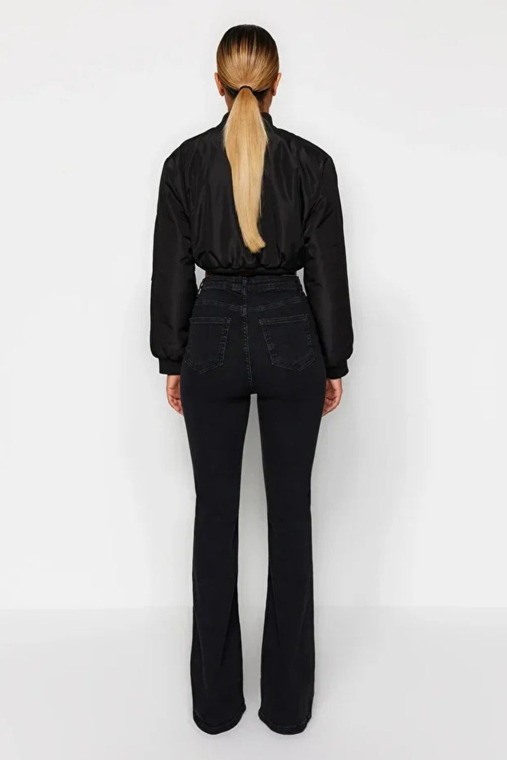 High Waist Flare Jeans with Button Front