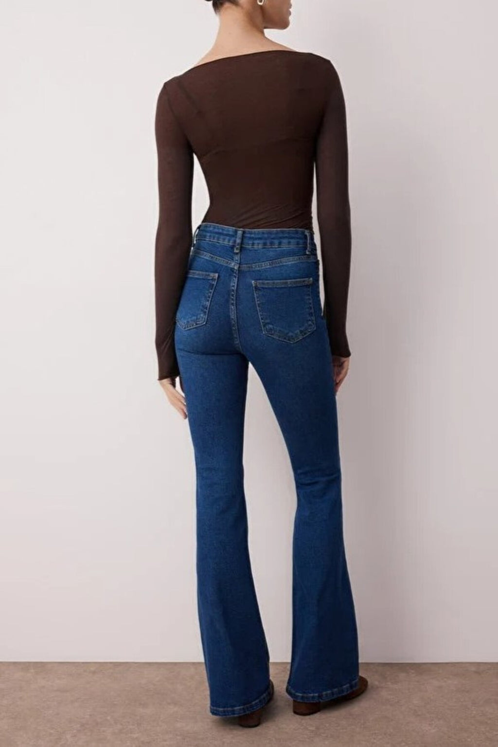 High Waist Flare Jeans with Button Front